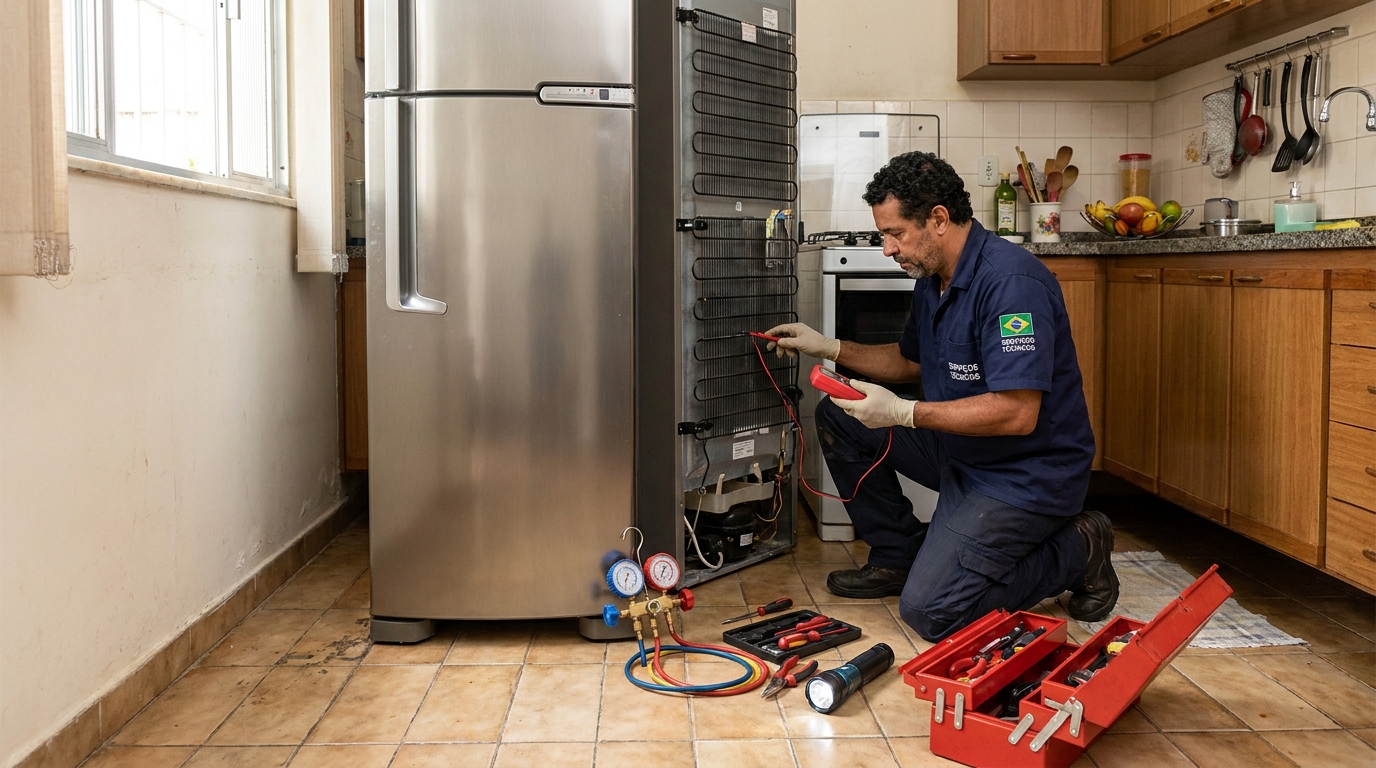 Revisão de motor e compressor de geladeira no Panamá, Londrina‑PR